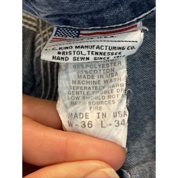 Vintage Pointer Brand Jeans Mens 36x34 Work Heavy Cotton Denim Blue Made in USA - Picture 8 of 14